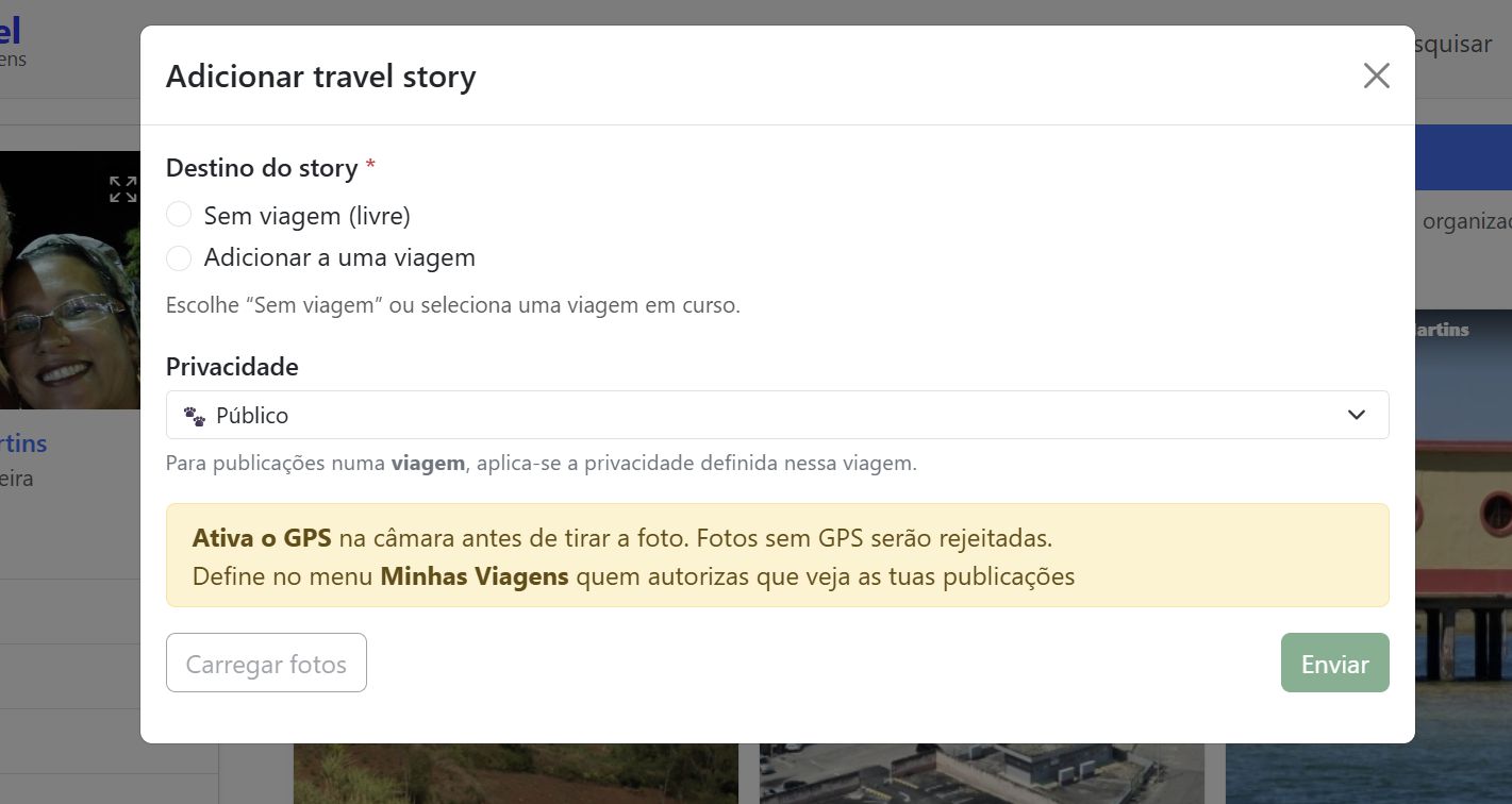 Adicionar travel story